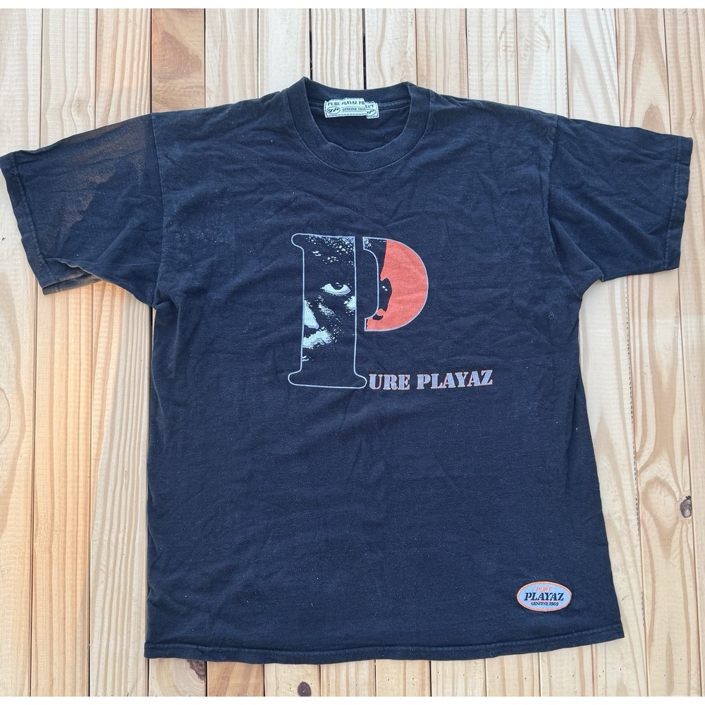 Vintage Pure Playaz T-Shirt Mens Size‎ L Black Hip Hop Urban Streetwear Y2K